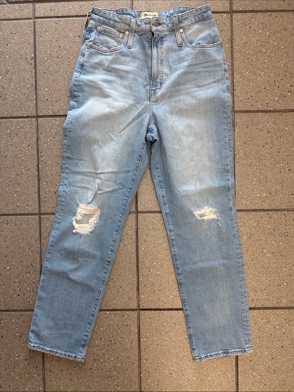 Madewell Light Blue Jeans with Knee Distressing